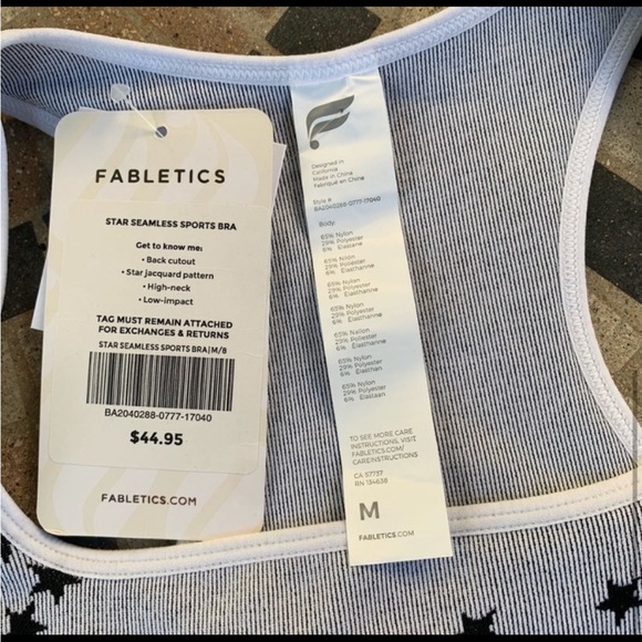 Star Seamless Sports Bra Fabletics low impact. Never used before brand new white - Picture 3 of 3